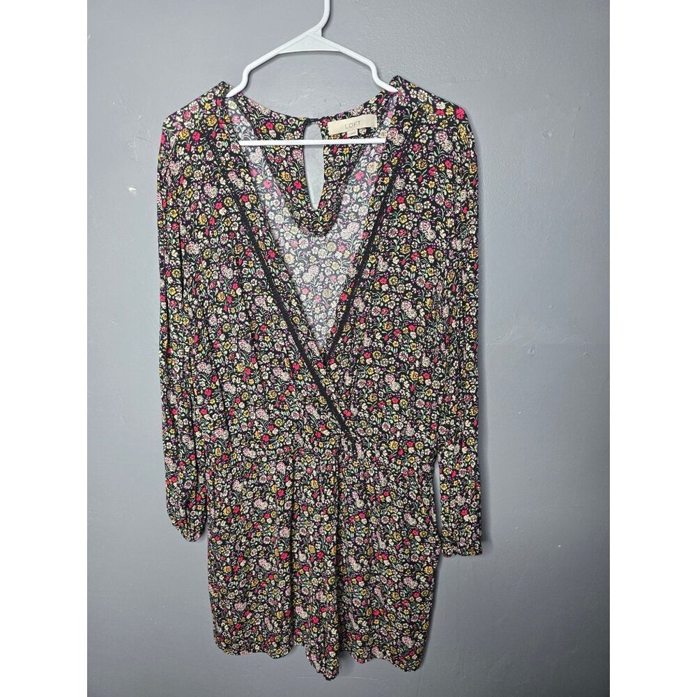 LOFT Floral v-neck Romper Large Botanical Cottagecore Spring - Picture 16 of 16